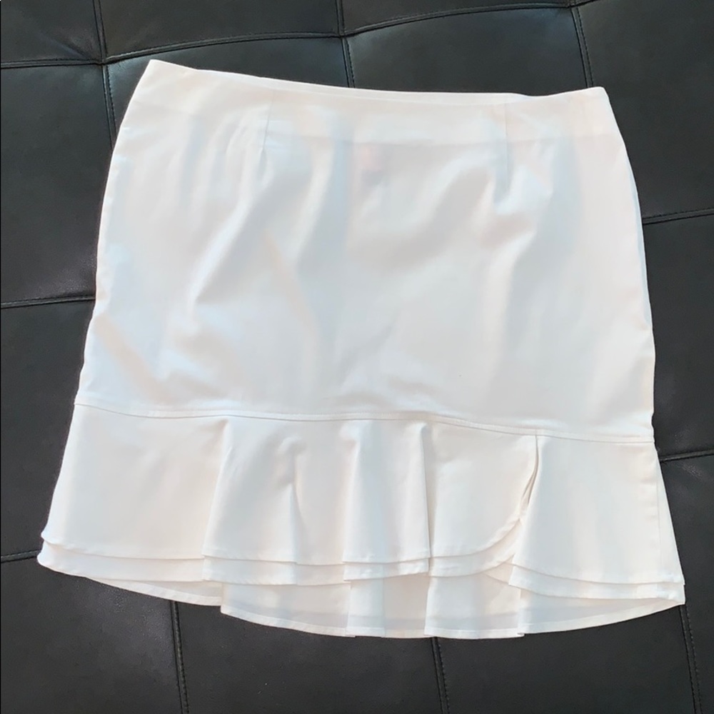 Madison Michelle White Ruffle Mini Skirt